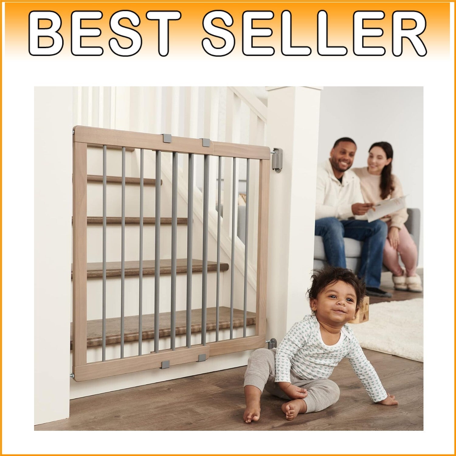 Elegant Walk-Through Baby Safety Gate - 30-Inch Height, Easy Assembly & Stylish