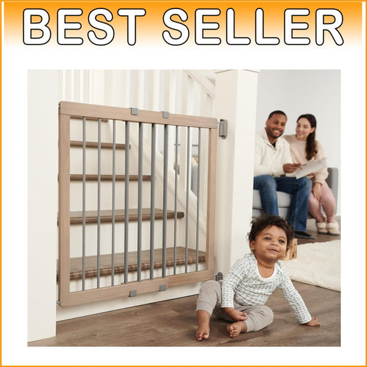 Elegant Walk-Through Baby Safety Gate - 30-Inch Height, Easy Assembly & Stylish