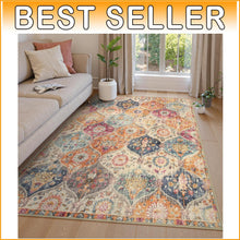 Load image into Gallery viewer, Soft Faux Wool 5x7 Area Rug - Stain-Resistant Floral Trellis for Easy Living