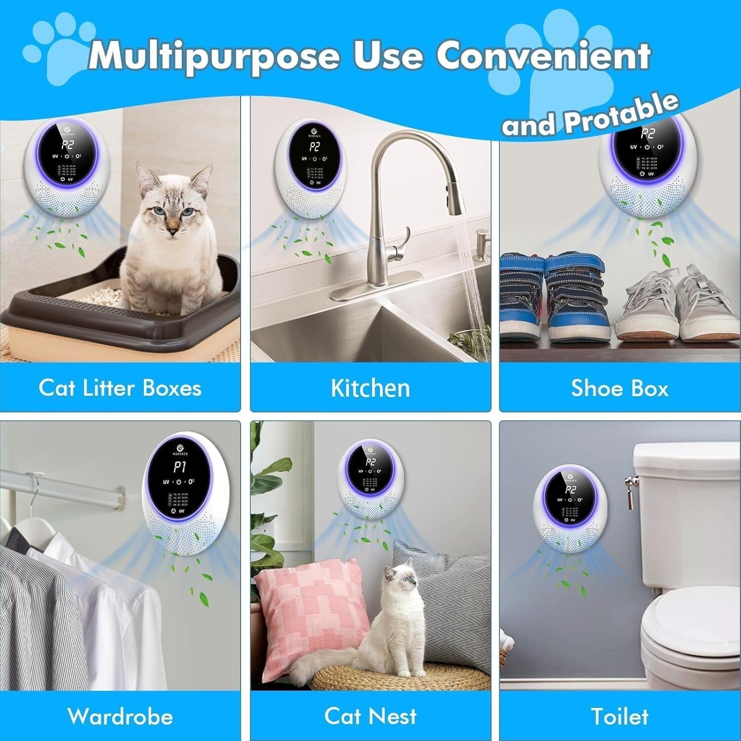 99% Odor Eliminator: Advanced Portable Pet Deodorizer for Home & Litter Box