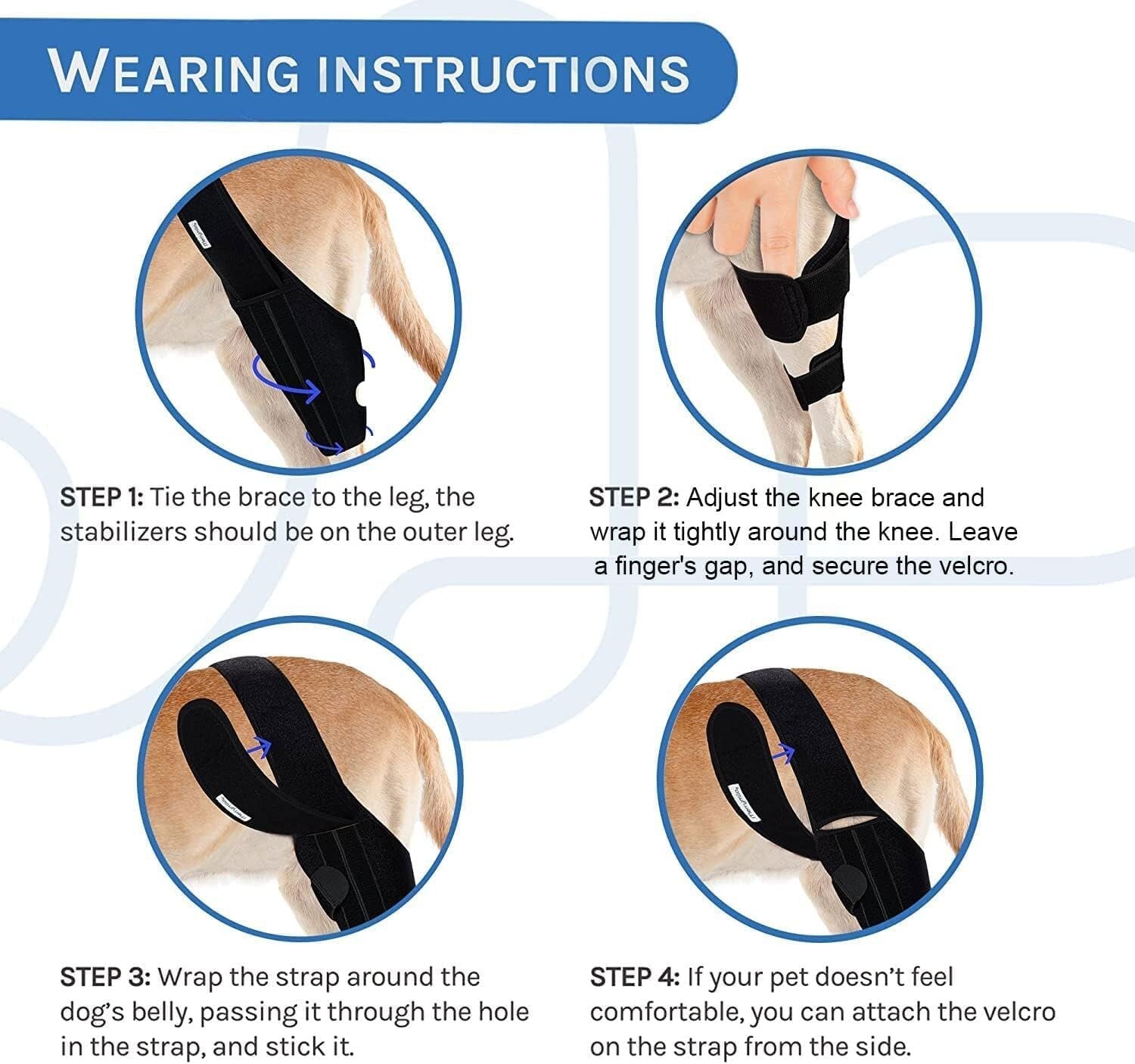 Lightweight Adjustable Dog Knee Brace for Joint Pain Relief & Mobility - Black