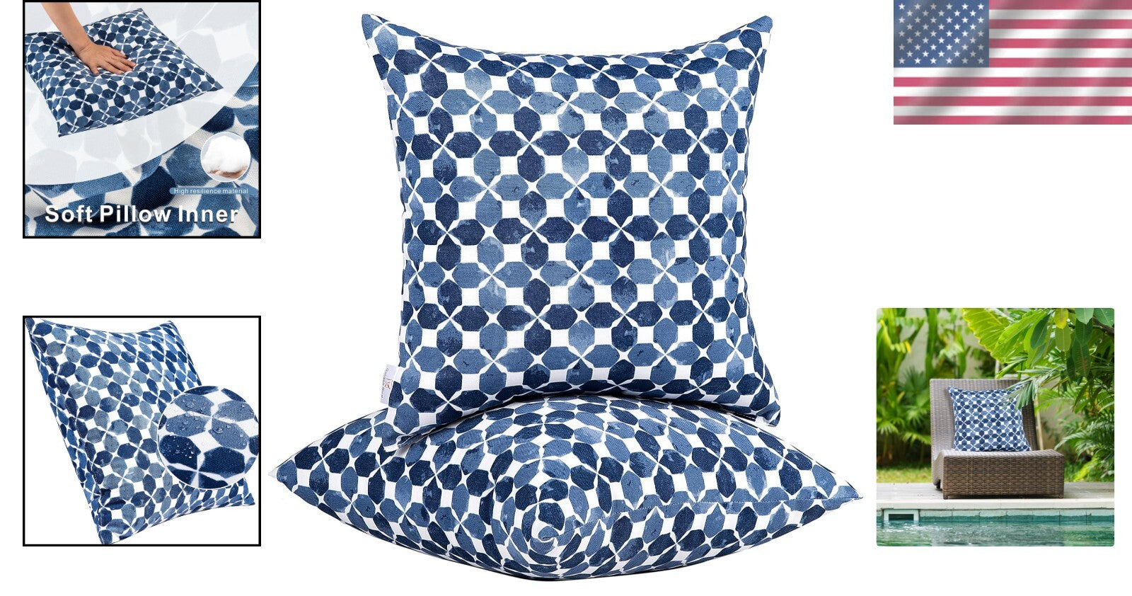 Durable Waterproof Outdoor Pillows 18x18 with Plush Inserts - Year-Round Comfort