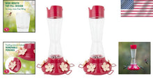 Load image into Gallery viewer, Pack of 2 Red Glass Hummingbird Feeders - Easy Top-Fill with Ant Protection