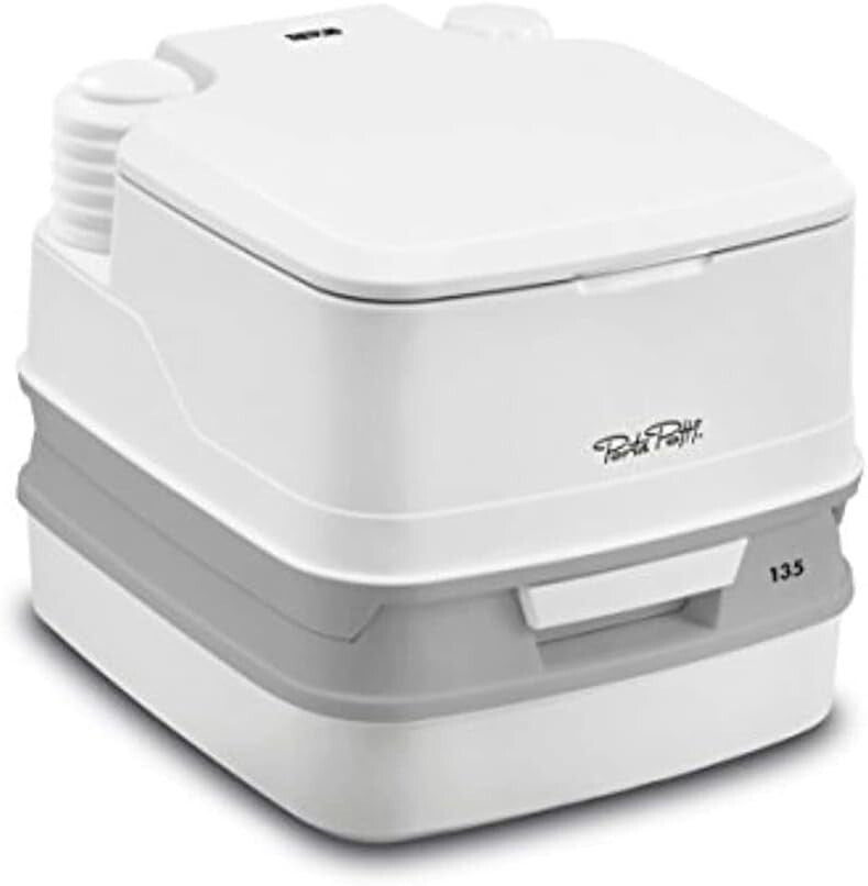 Elegant White 135 Floor-Mounted Portable Toilet – Ideal for RVs, Boats, and Vans