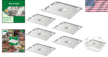 Load image into Gallery viewer, Durable 1/2 Size Stainless Steel Food Pan Covers - Set of 6 with Easy Handle