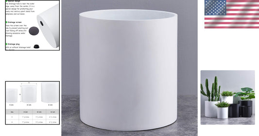 Elegant 12-Inch Round Matte White Pot with Drainage Plug - Indoor/Outdoor Use