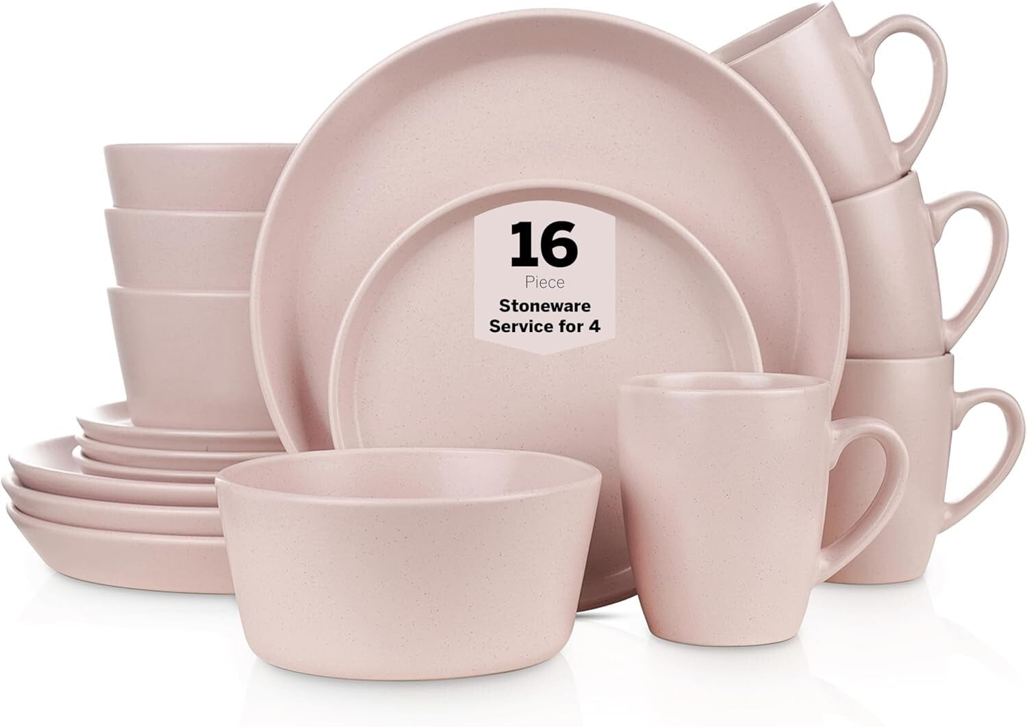 Chic 16-Piece Pink Stoneware Dinnerware Service for 4 - Perfect for Any Occasion