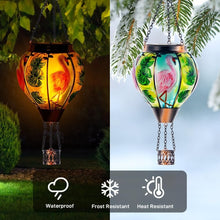 Load image into Gallery viewer, Flamingo Hot Air Balloon Solar Light with Flickering Flame - Outdoor Lantern