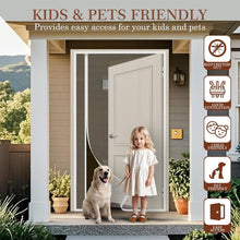 Load image into Gallery viewer, Elegant White Magnetic Screen Door with Hook&amp;Loop - Easy Install, Fits 72" x 82"
