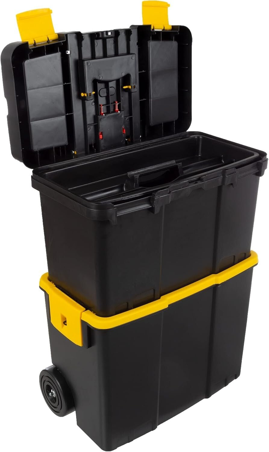 2-in-1 Stackable Tool Chest with Wheels - Ergonomic Design for Easy Transport
