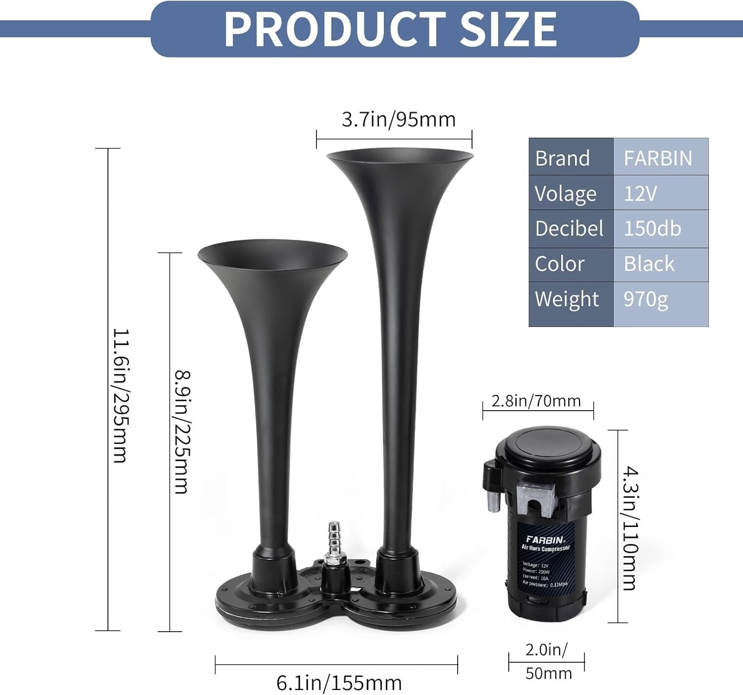 Powerful 150dB Train Horn Kit for Cars and Trucks – Loud Dual Trumpet Design