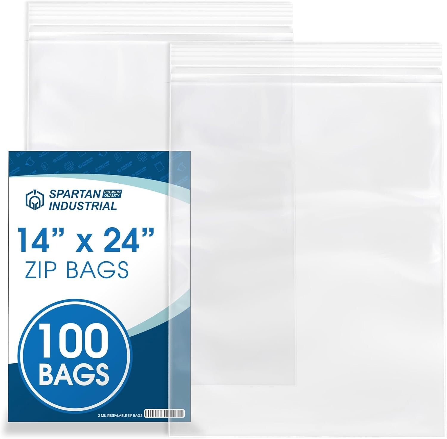 14 x 24 Clear Zip Lock Bags - 100 Count, 2 Mil Thickness for Garment Protection