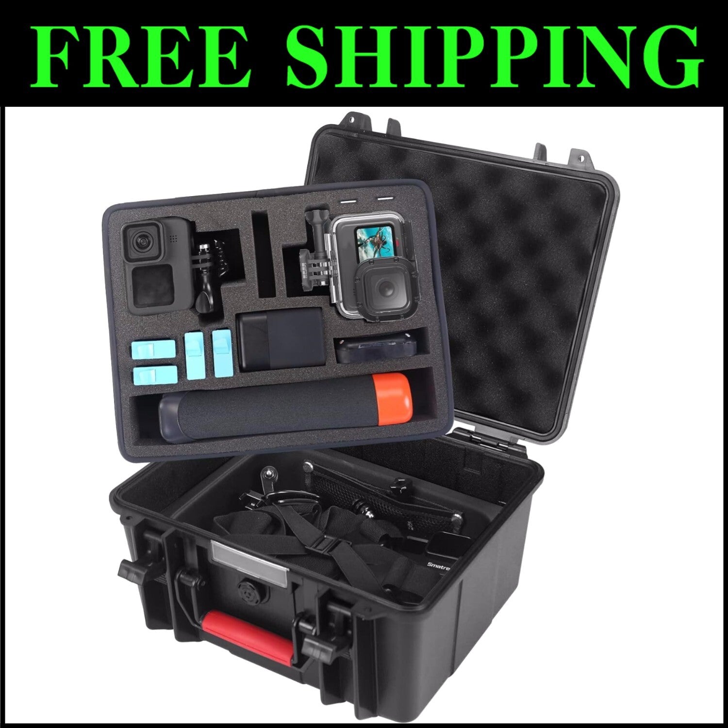 Travel-Friendly Water-Resistant Case for Action Cameras and Accessories Included