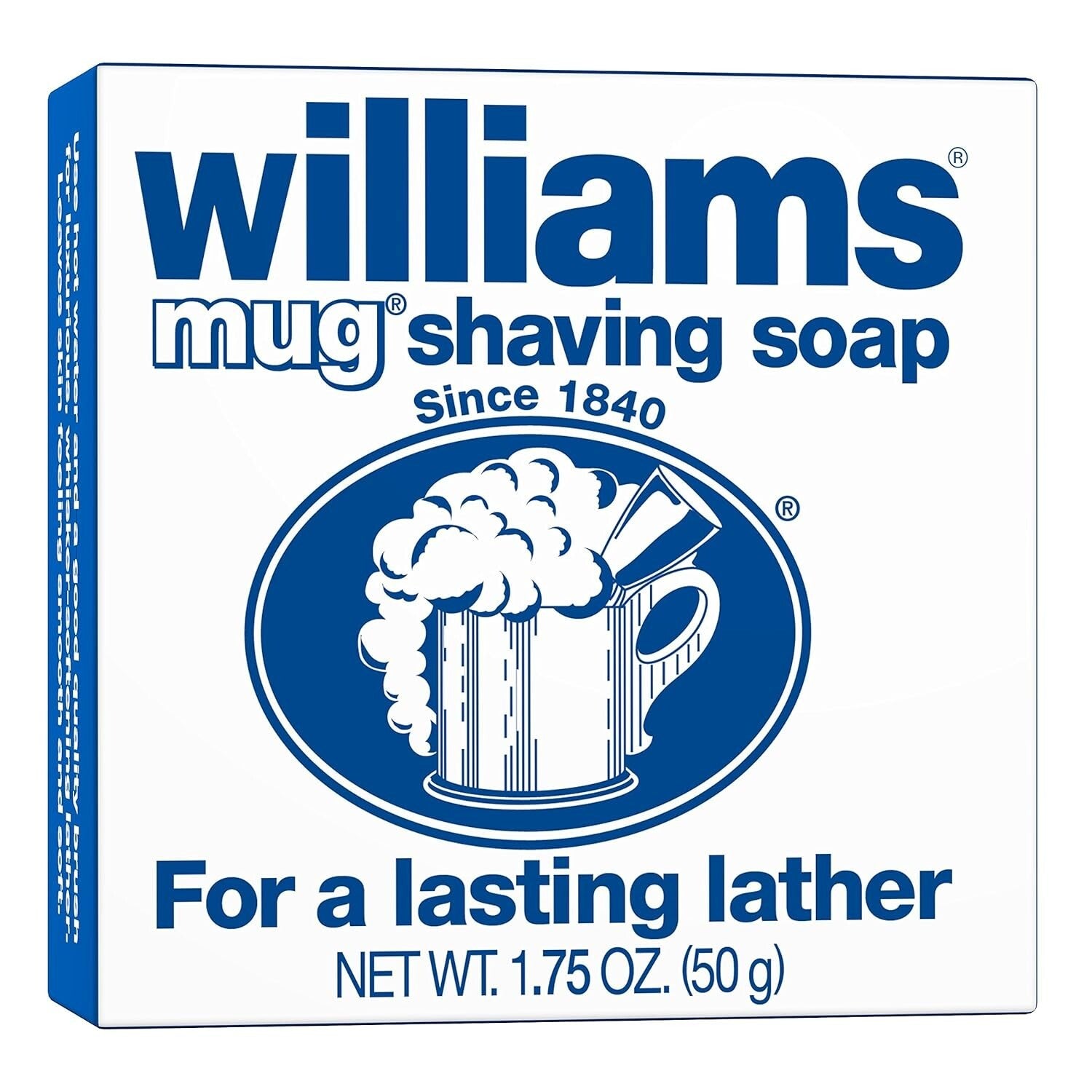 Williams Mug Shaving Soap Bar 1.75 oz - Perfect Foaming Lather for All Skin