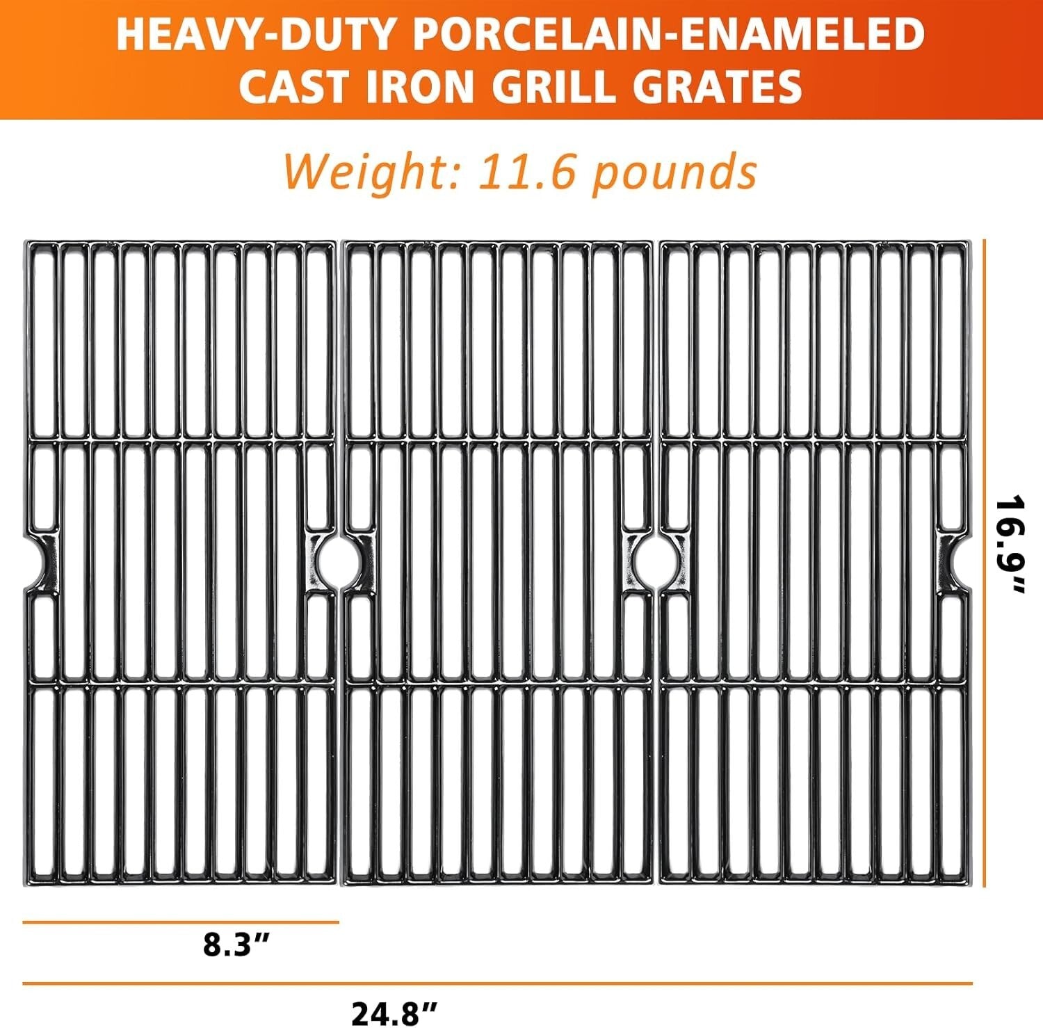 3-Pack Replacement Grill Grates: Easy Clean Porcelain for Charbroil Gas Grills
