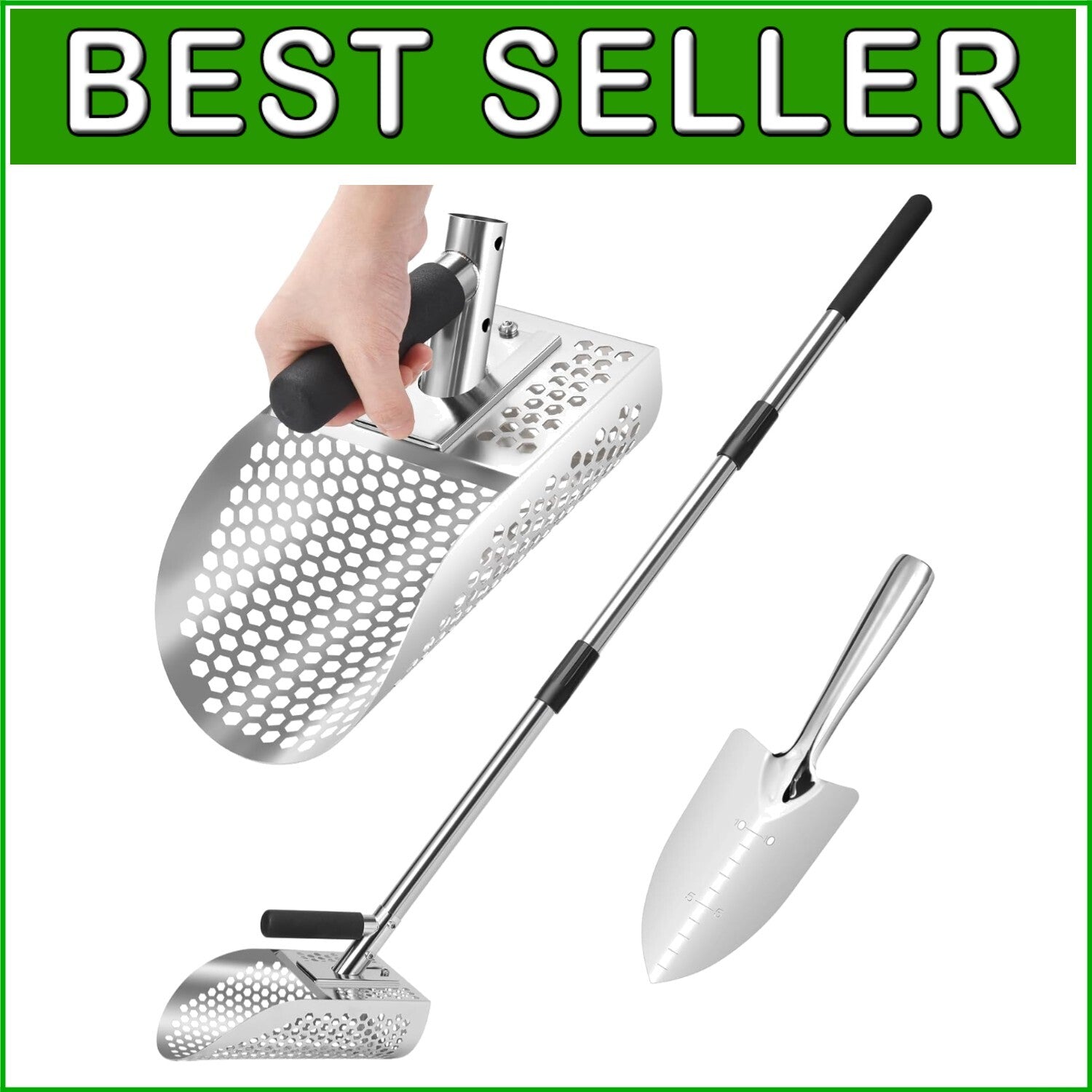 Durable Metal Detector Sand Sifter with Detachable Long Handle for Efficient Use
