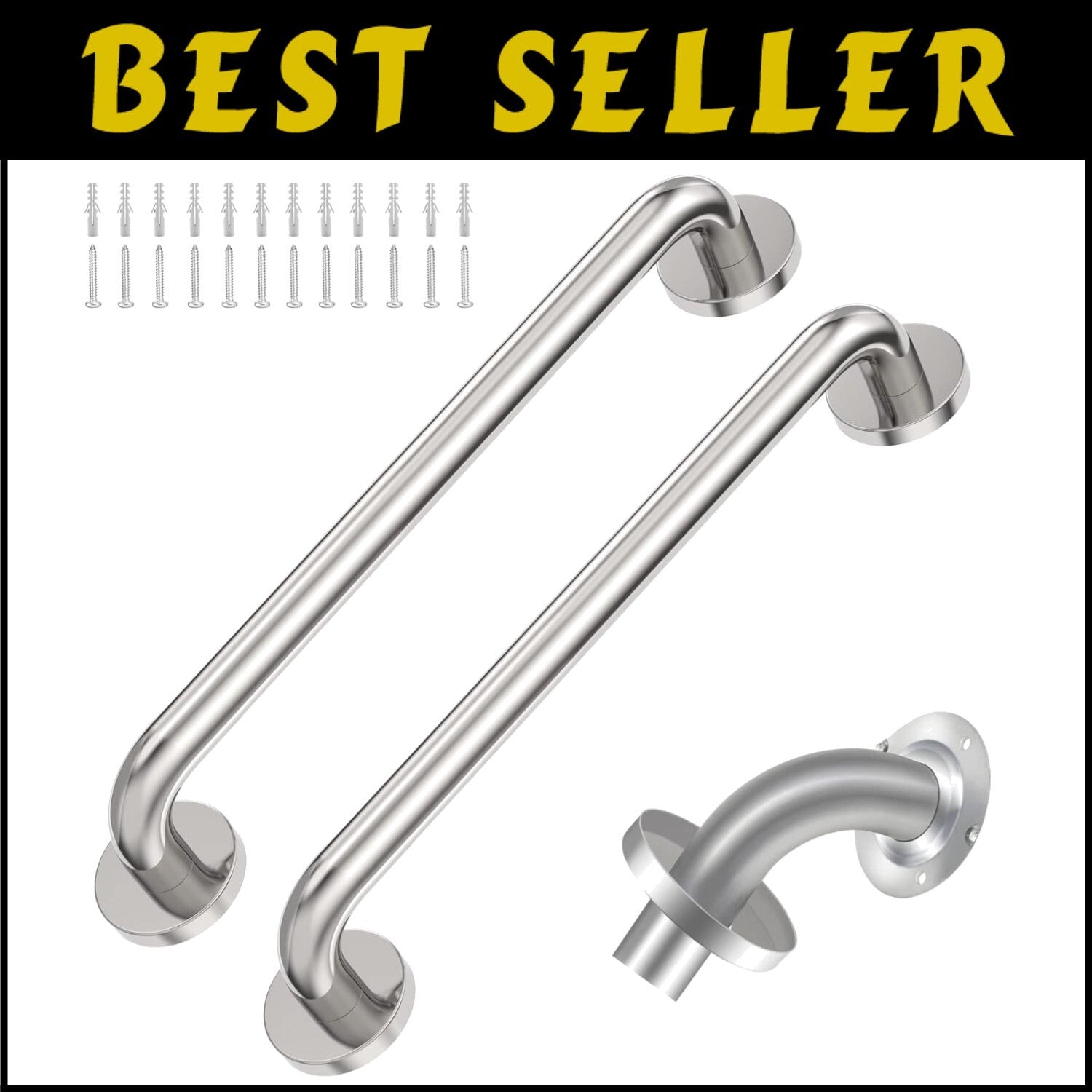 Durable 18" Grab Bars with Concealed Screws - Perfect for Seniors and Kids