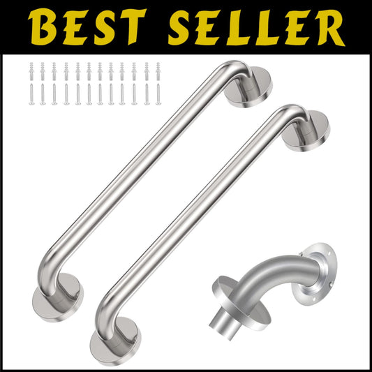 Durable 18" Grab Bars with Concealed Screws - Perfect for Seniors and Kids
