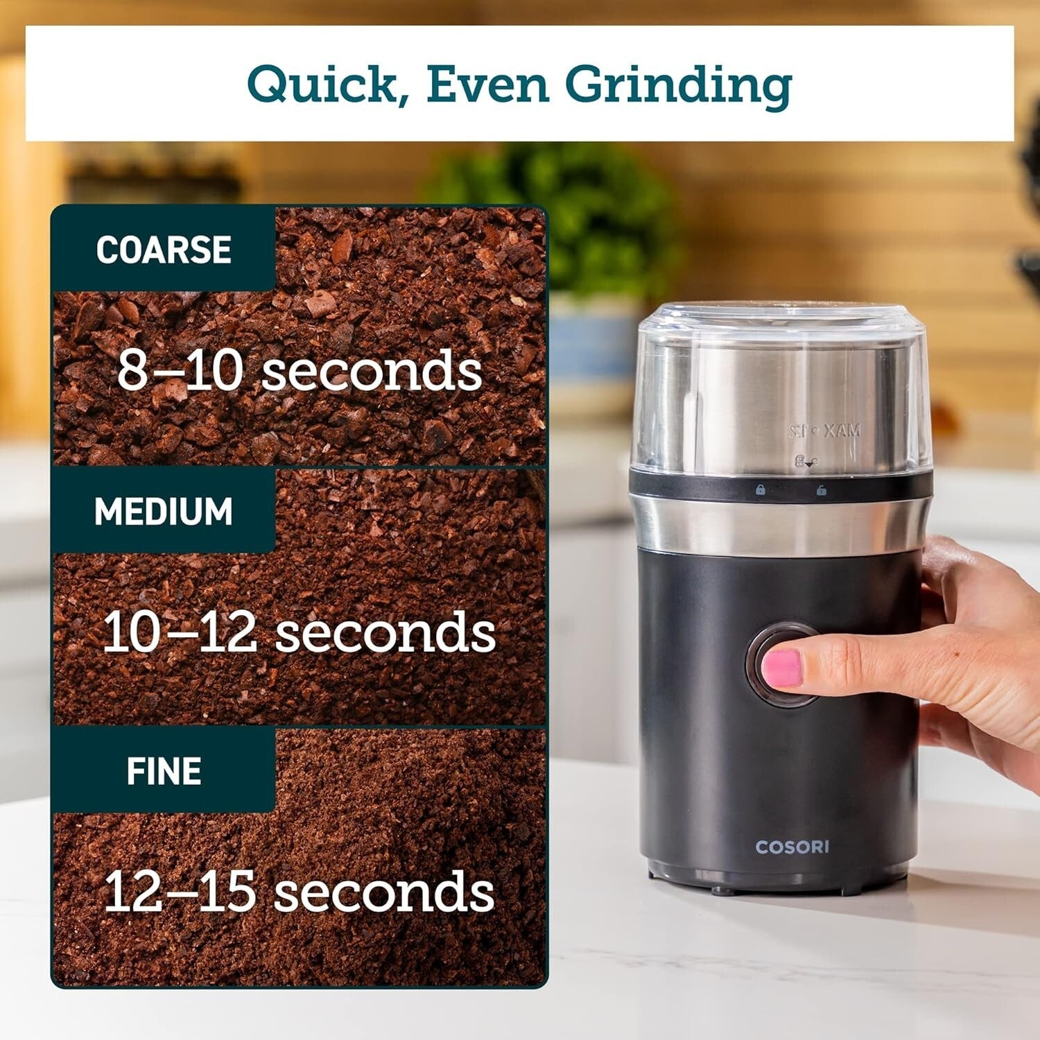 Versatile Wet & Dry Grinder - 200W Electric Coffee & Spice Blender in Black