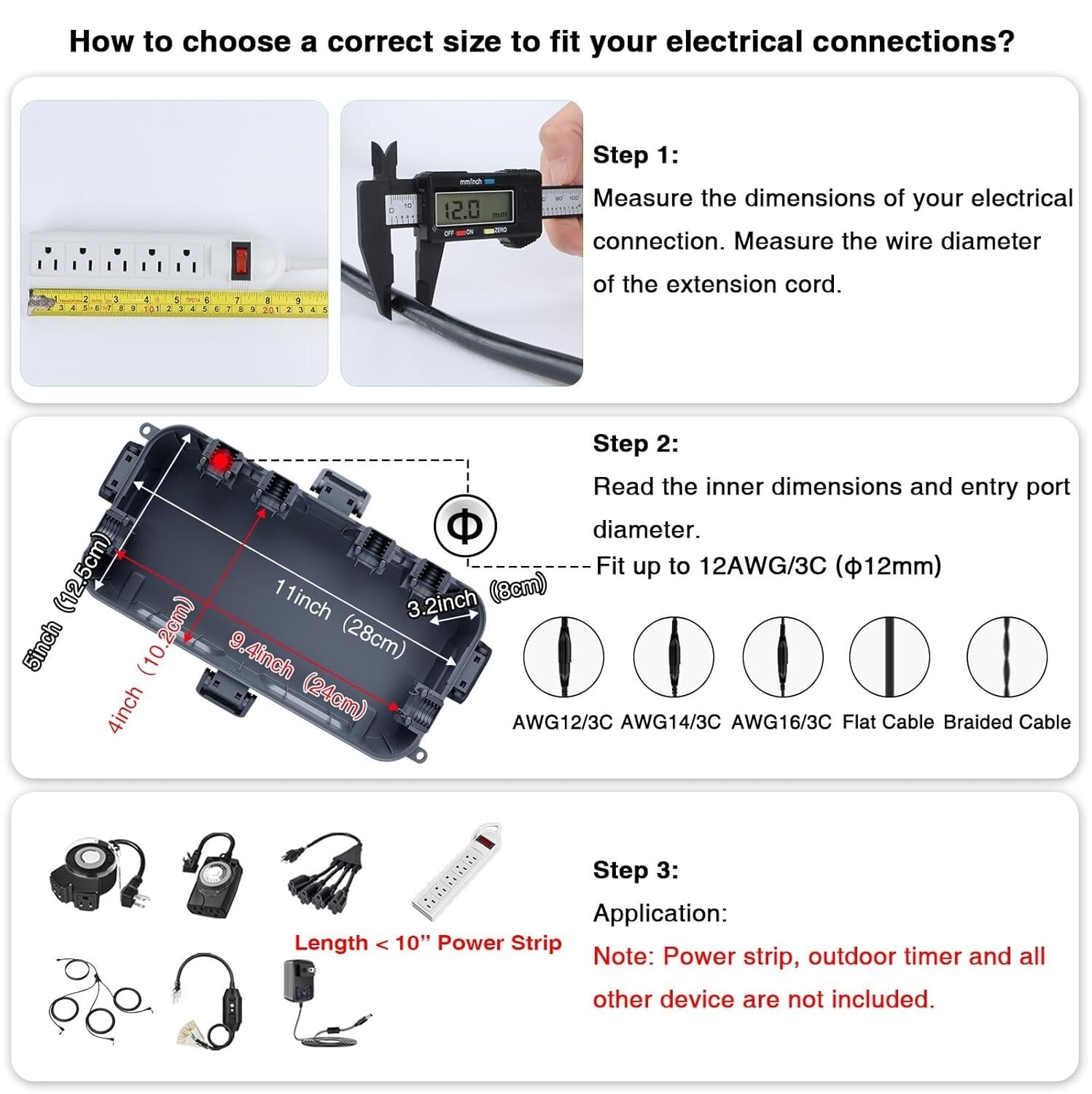 Sturdy Outdoor Electrical Box with 6 Ports - Ideal for Holiday Lighting & More