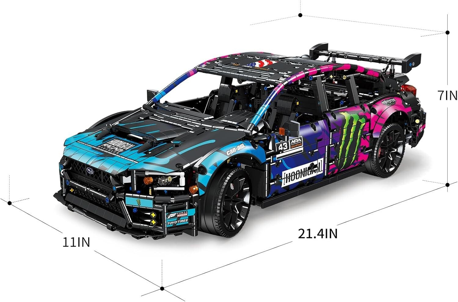 1:8 Scale Race Car Building Toy - Cyberpunk Model Kit for Motorsport Fans