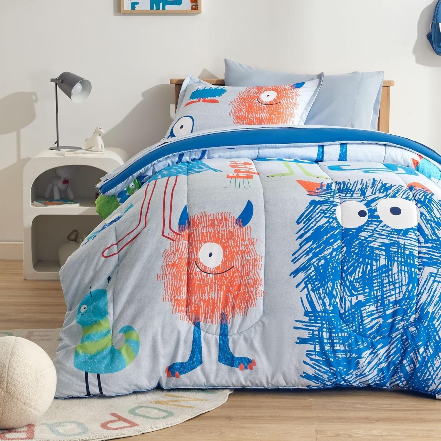 Cloud-Fluffy Kids Bedding Comforter Set - Full/Queen Multi-Piece with Monsters