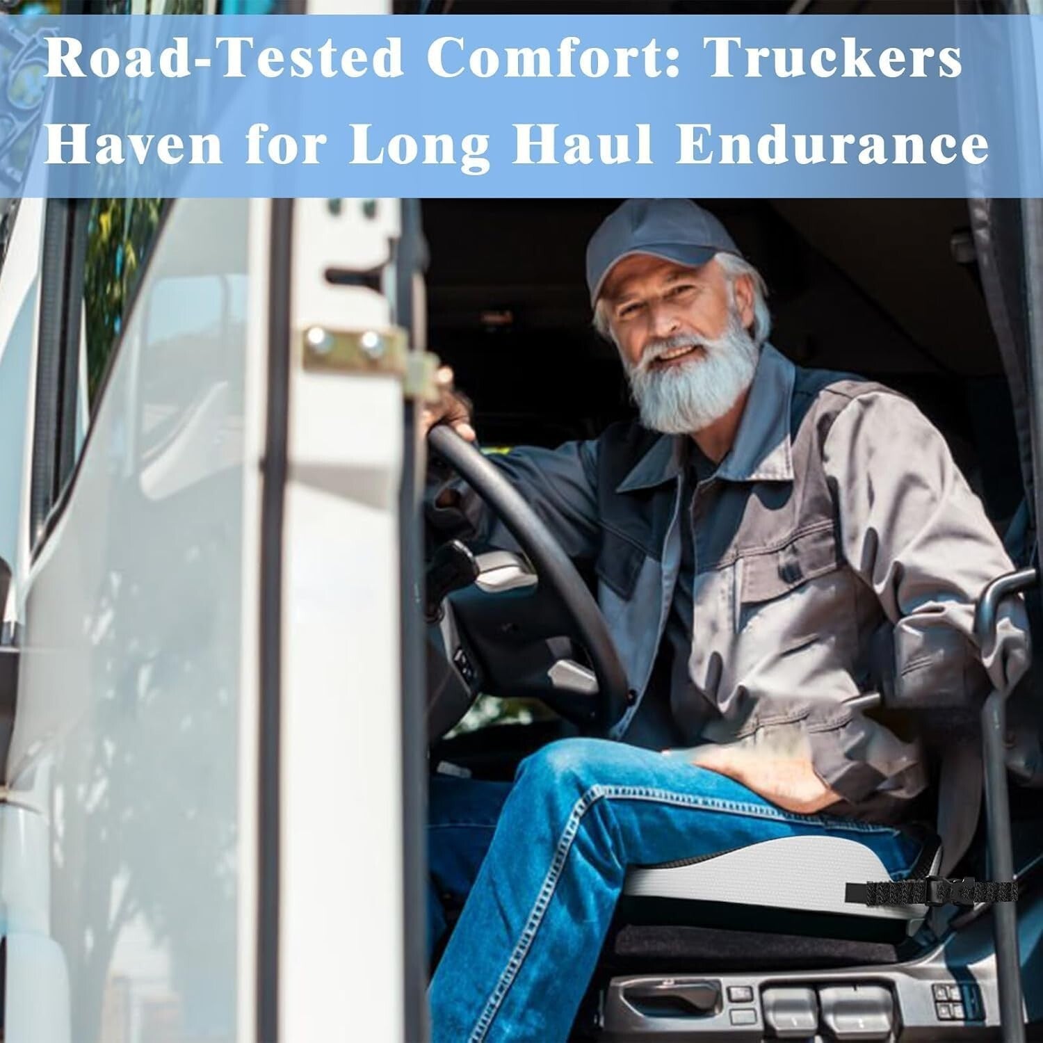Ergonomic X-Large Seat Cushion with Adjustable Straps for Truck Driving Comfort