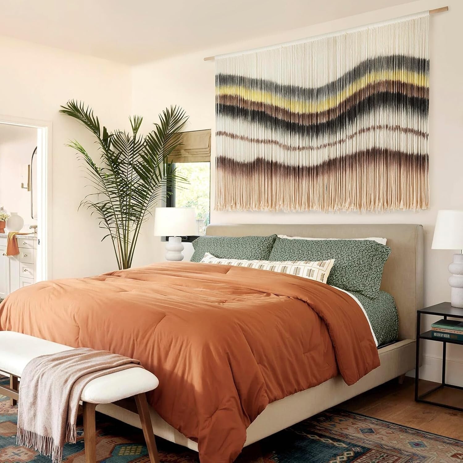 Organic Cotton Macrame Wall Decor - Lightweight 3lb Tapestry for Instant Charm