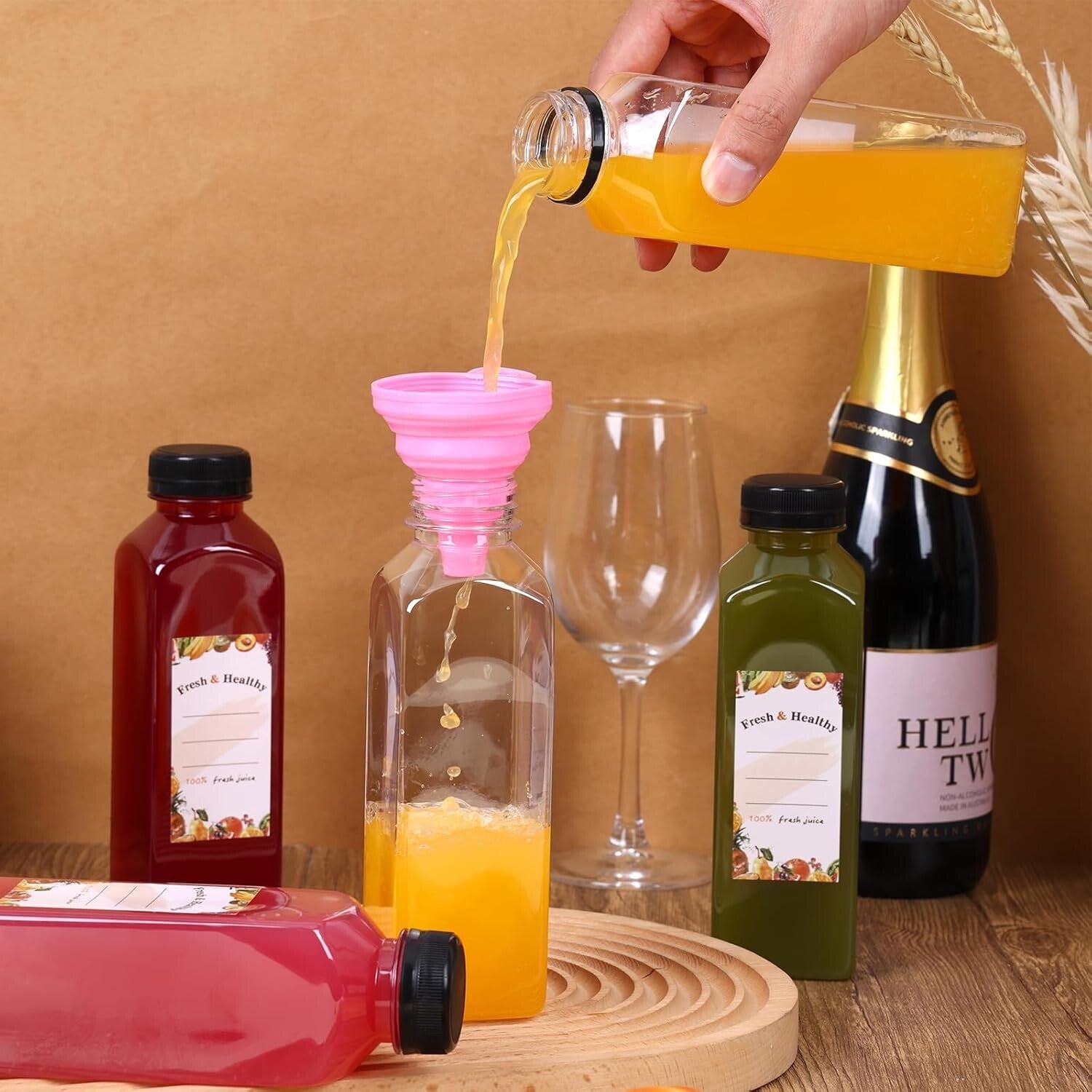 Clear 16oz Juice Bottles with Caps - Ideal for Smoothies & Camping Drinks