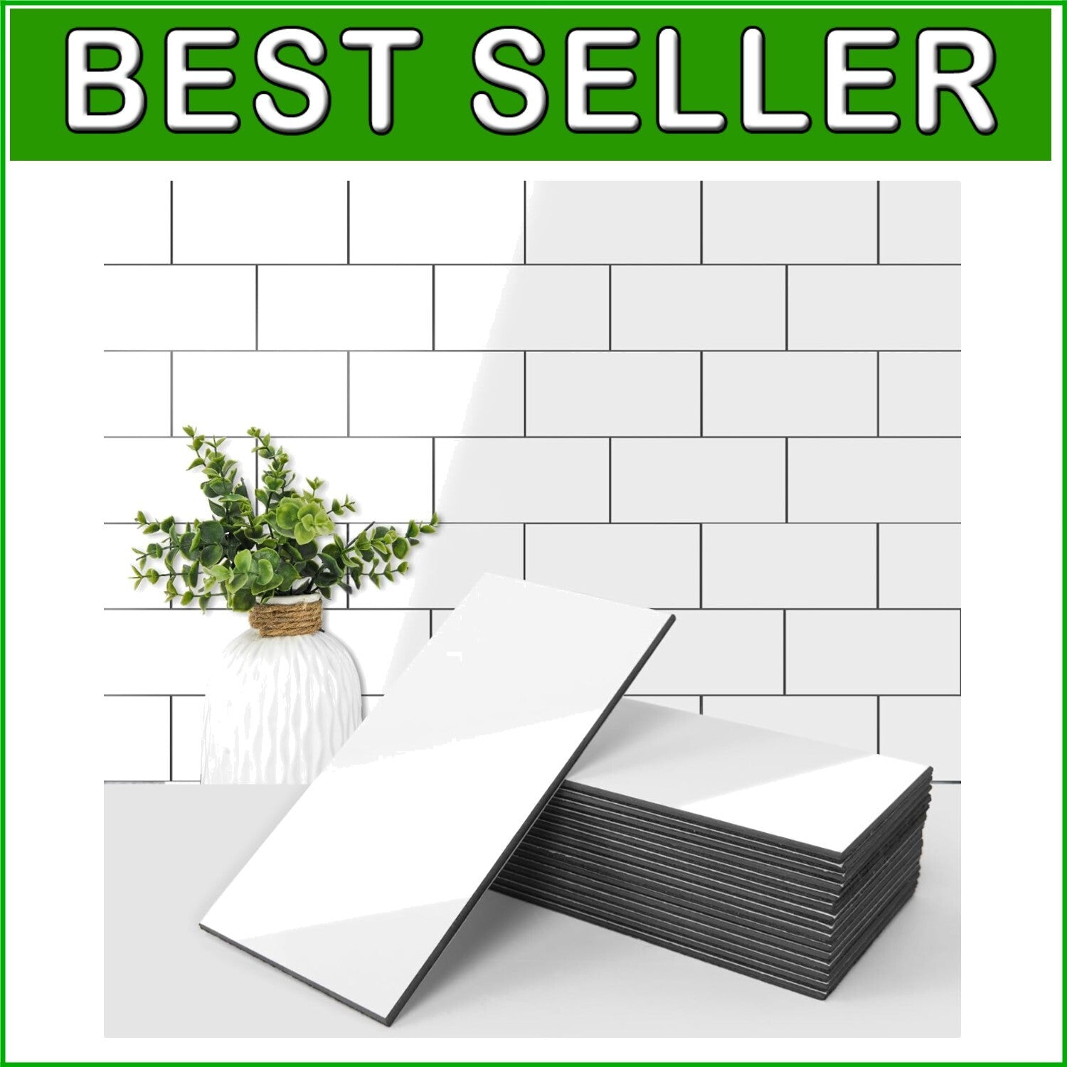 DIY Glossy White Subway Tile – 3" x 6" Peel and Stick Wall Tiles for Kitchens