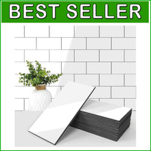 Load image into Gallery viewer, DIY Glossy White Subway Tile – 3" x 6" Peel and Stick Wall Tiles for Kitchens
