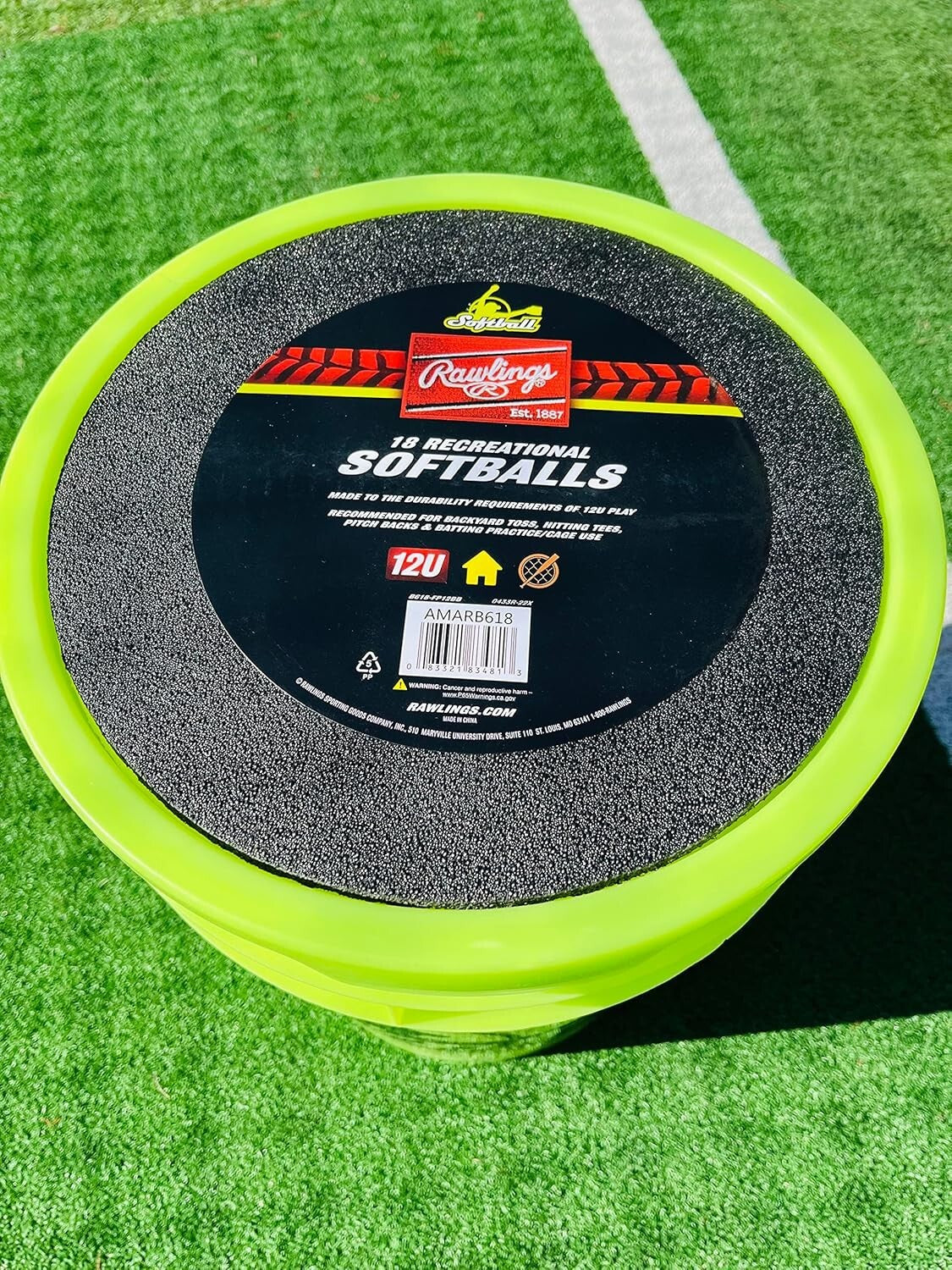 18 Pack of 12-Inch Youth Softballs in Durable Bucket - Safe Practice Balls