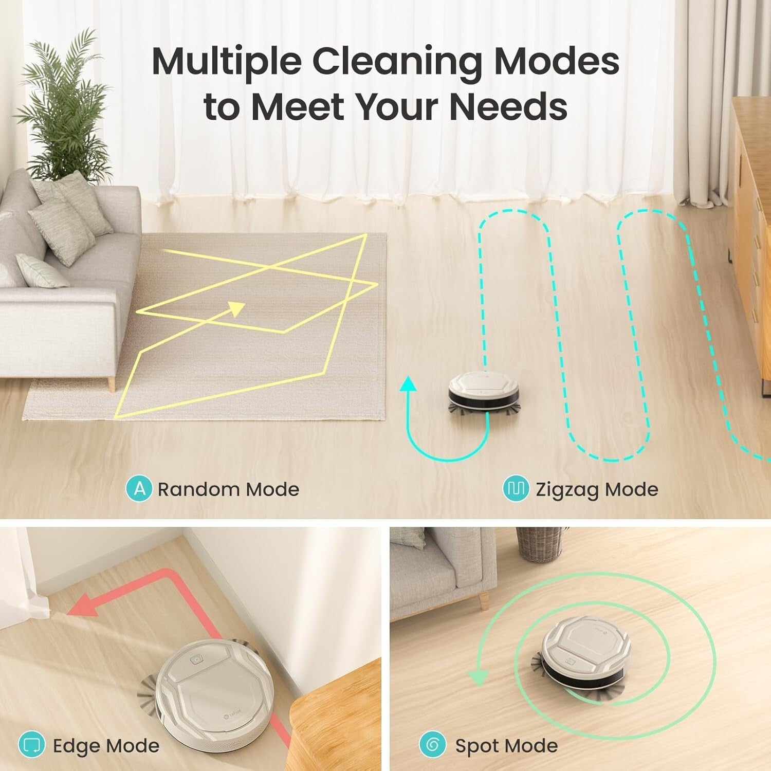 Slim Robotic Vacuum Cleaner with 2200Pa Suction - Ideal for Pet Hair & Carpets
