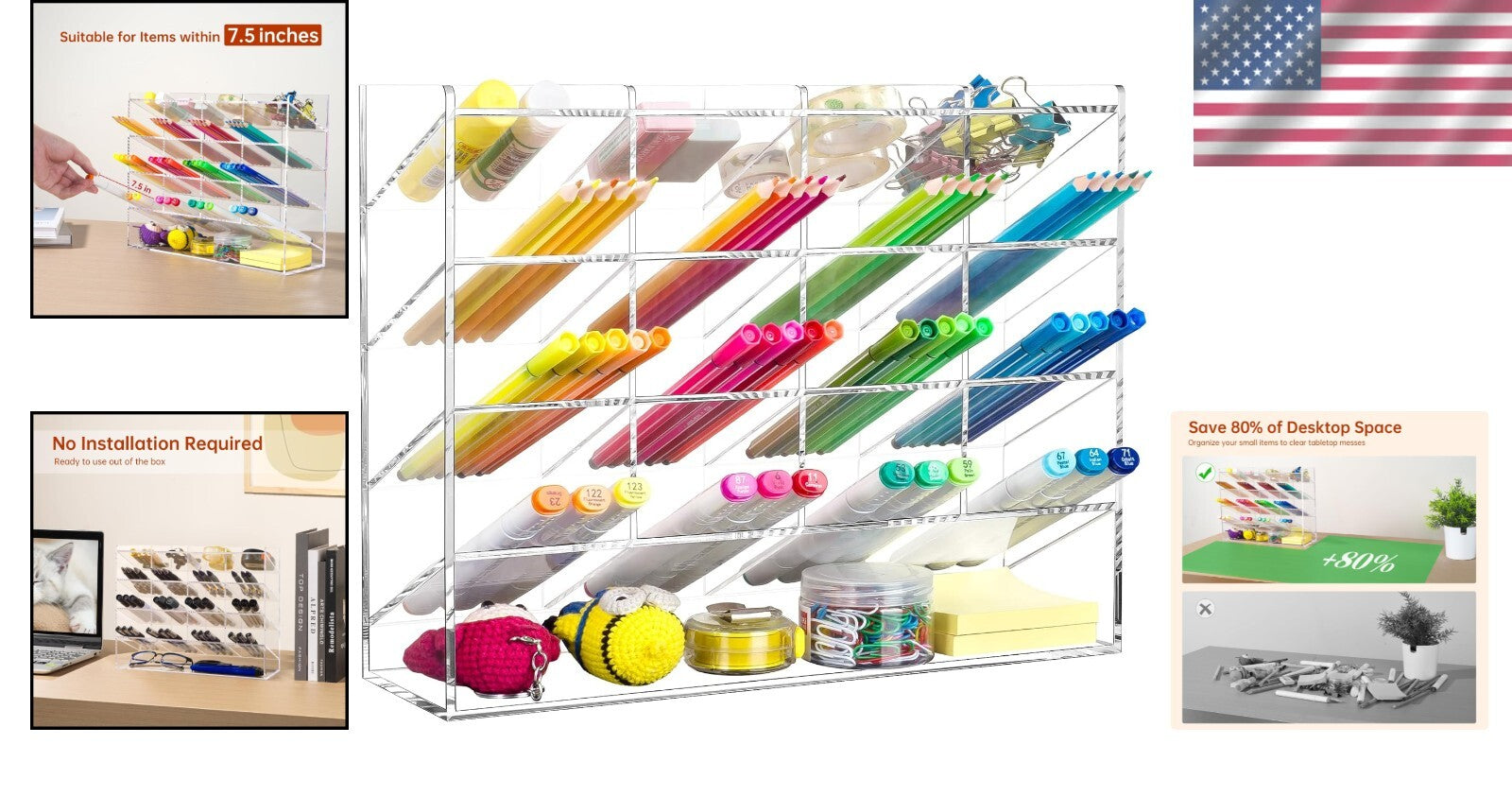 Elegant 17-Compartment Clear Marker and Pen Holder - Stylish Art Supply Storage