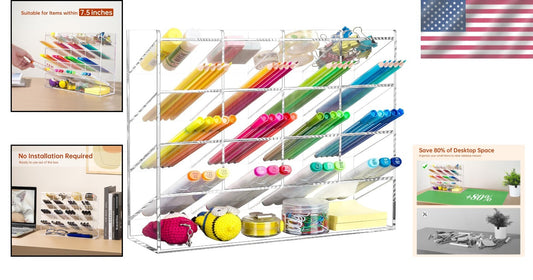 Elegant 17-Compartment Clear Marker and Pen Holder - Stylish Art Supply Storage