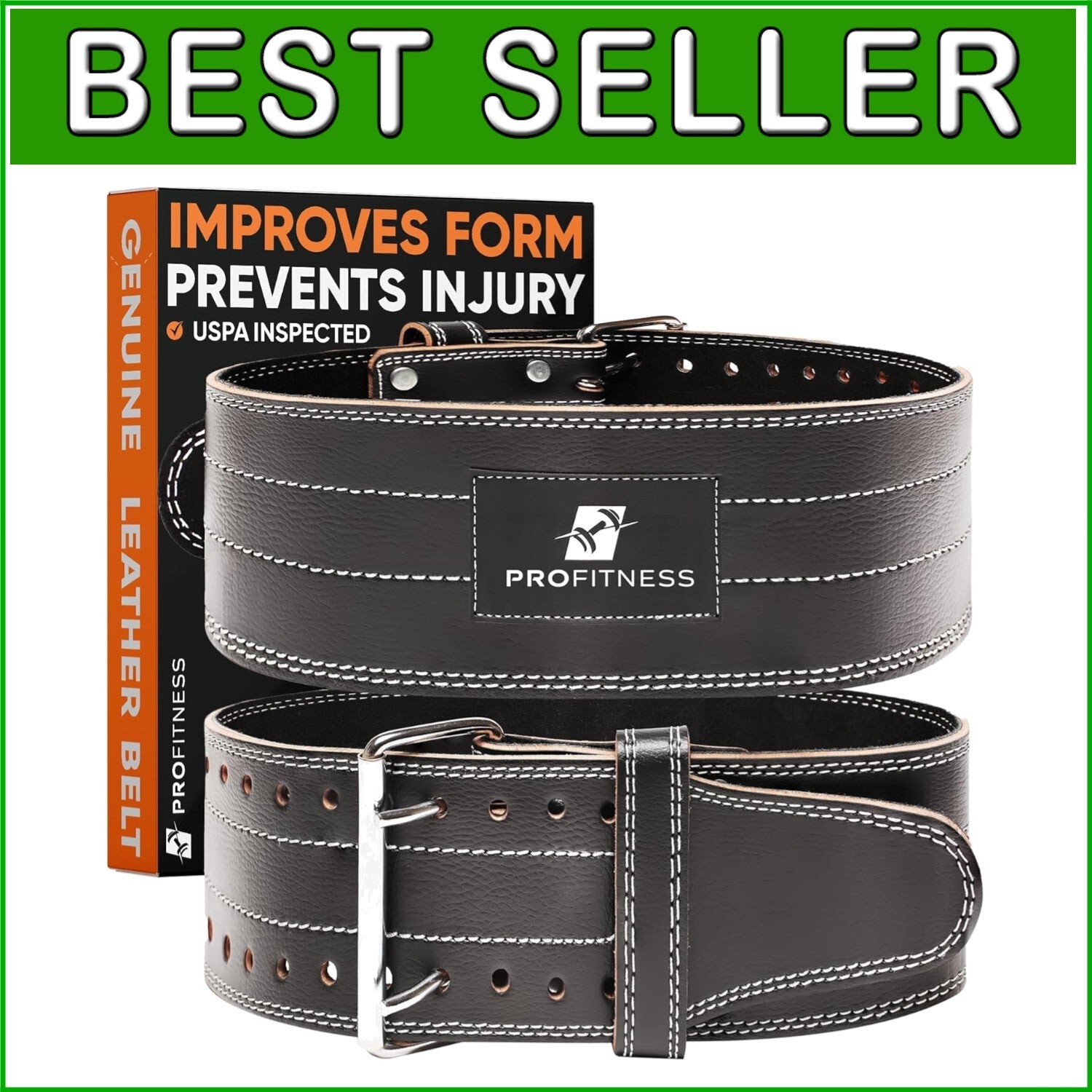 Durable 5mm Leather Weightlifting Belt - Comfort & Support for Weight Training