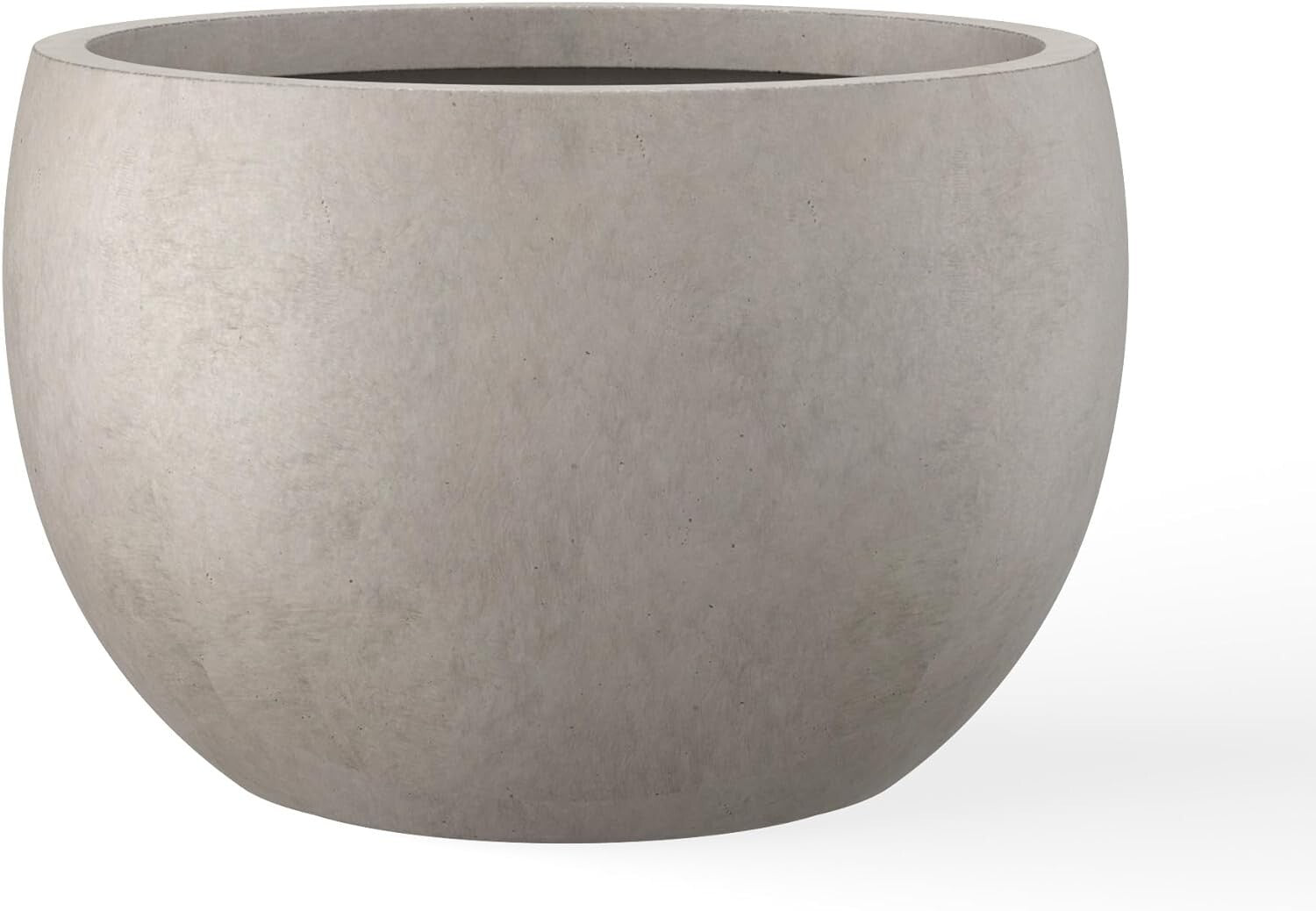 19.9" Weathered Concrete Planter with Drainage - Stylish Indoor/Outdoor Bowl Pot