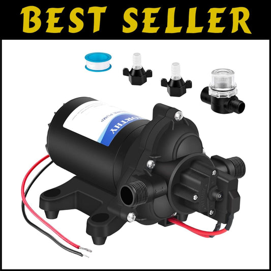 Compact 12V Water Pump with 45PSI Pressure Switch - Ideal for RVs & Campers