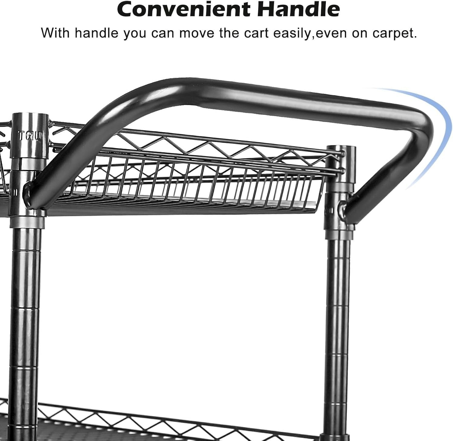 Versatile 990Lbs Capacity Metal Trolley with Silent Casters - Ideal for Kitchens