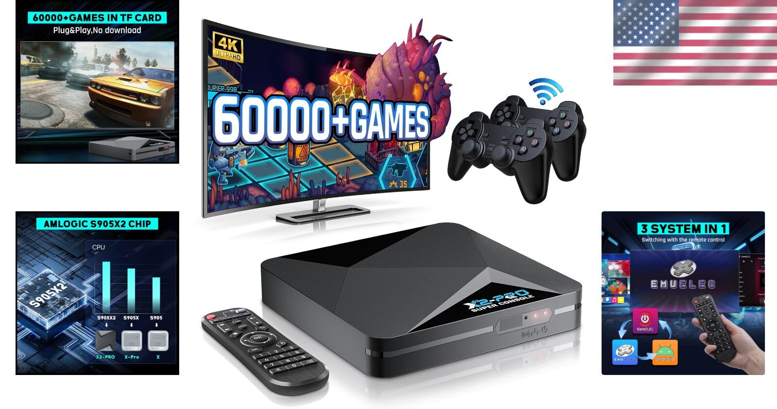 All-in-One Super Console X2 Pro: 65,000+ Games, Remote & Wireless Controllers