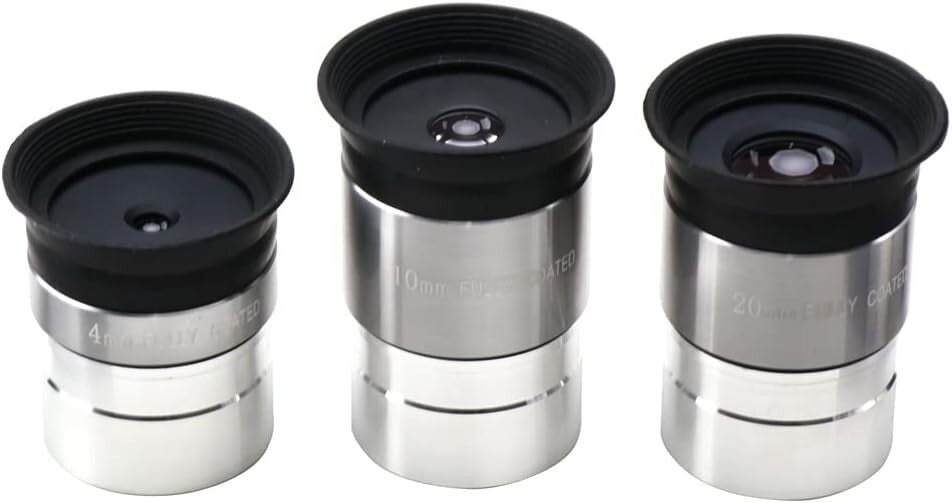 1.25 inch High-Grade Optical Telescope Eyepiece Set: Three Focal Lengths for All