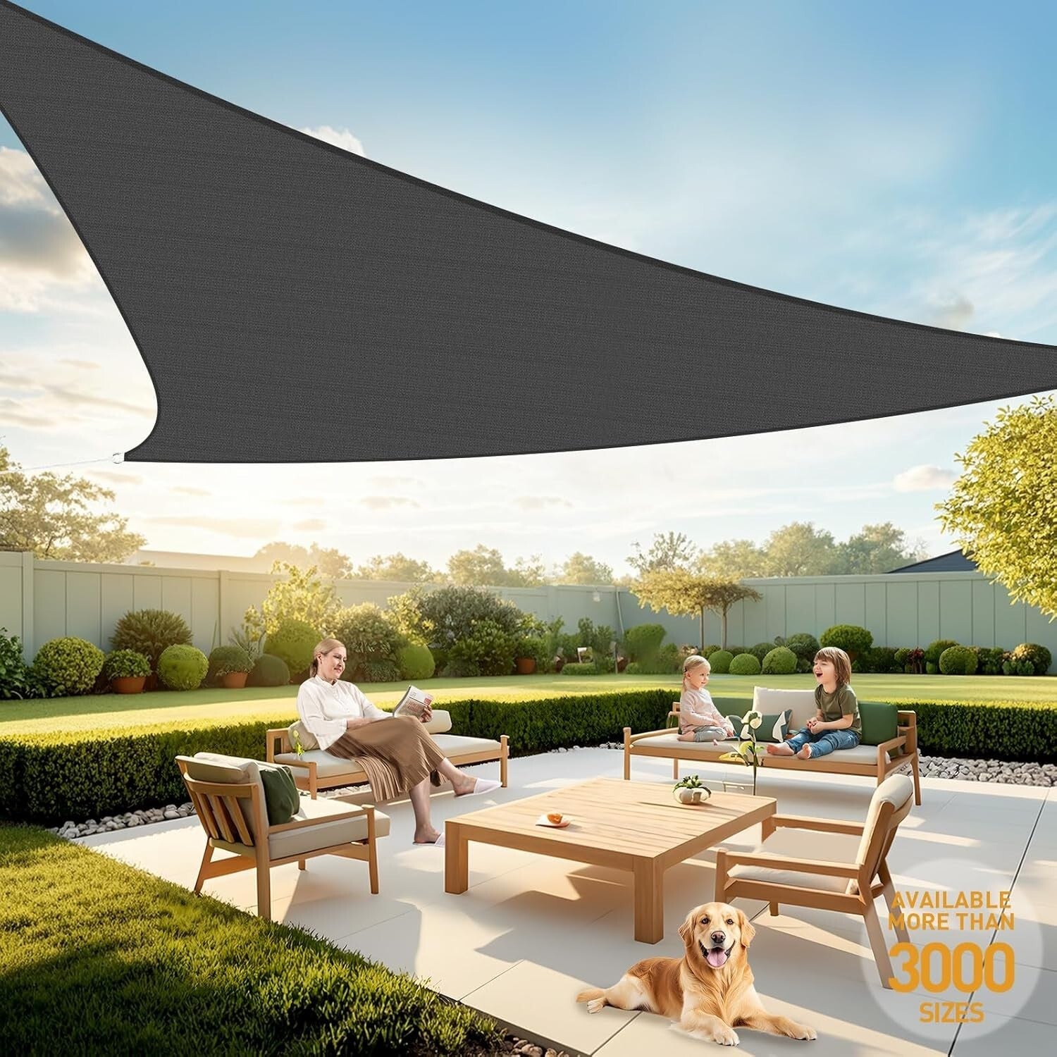 Reinforced 20' Dark Grey Sun Shade Sail - Custom Sizes & Quick Installation