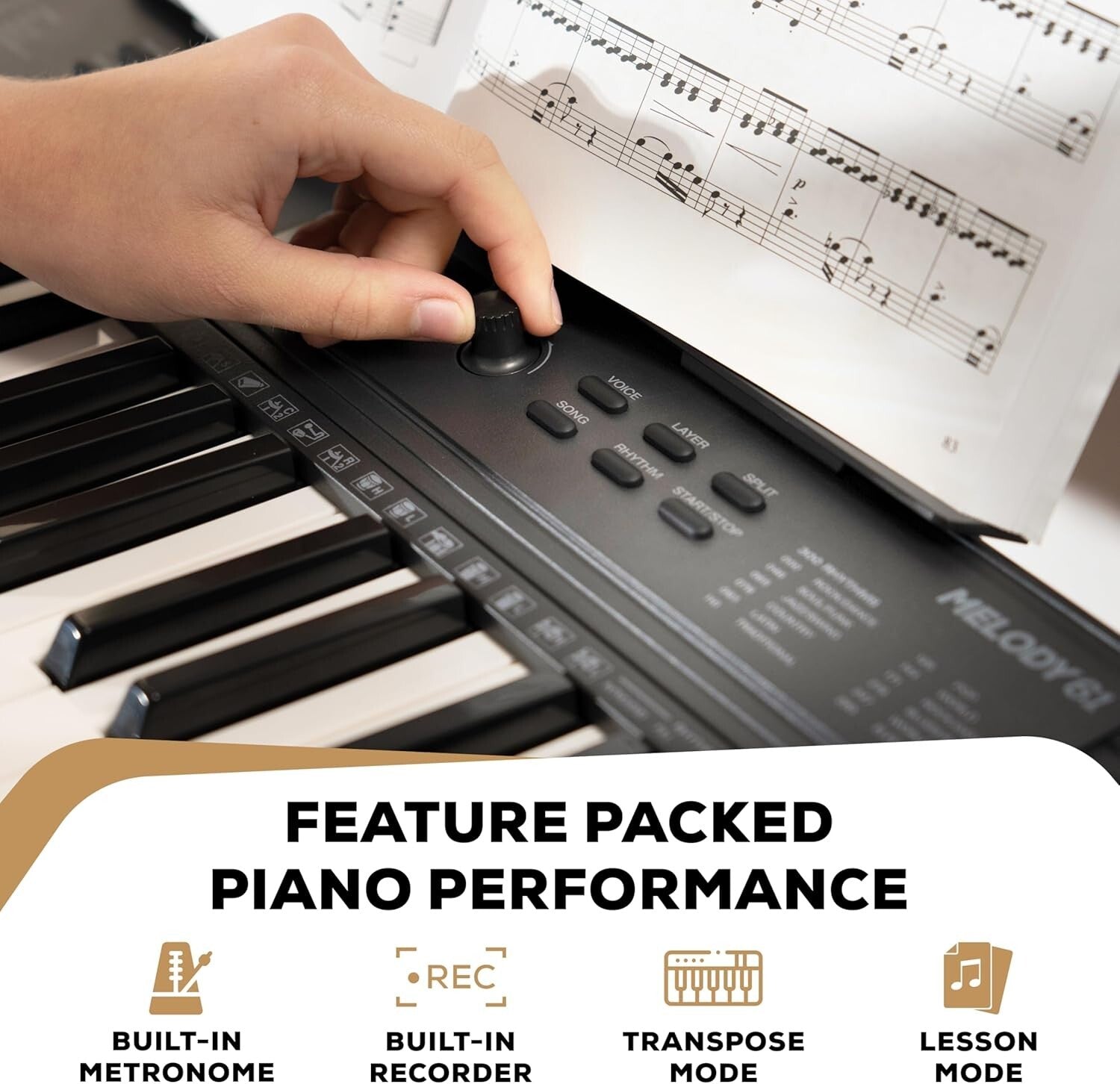 Portable 61-Key Melody MK4 Digital Piano with Built-in Speakers & Music Stand