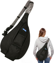 Load image into Gallery viewer, Versatile Black Sling Pack with Adjustable Rope Strap - Iconic Outdoor Style
