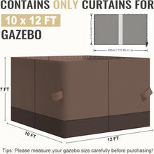 Load image into Gallery viewer, Universal Fit Gazebo Curtains 10' x 12' - Brown &amp; Coffee with Easy Zipper Access
