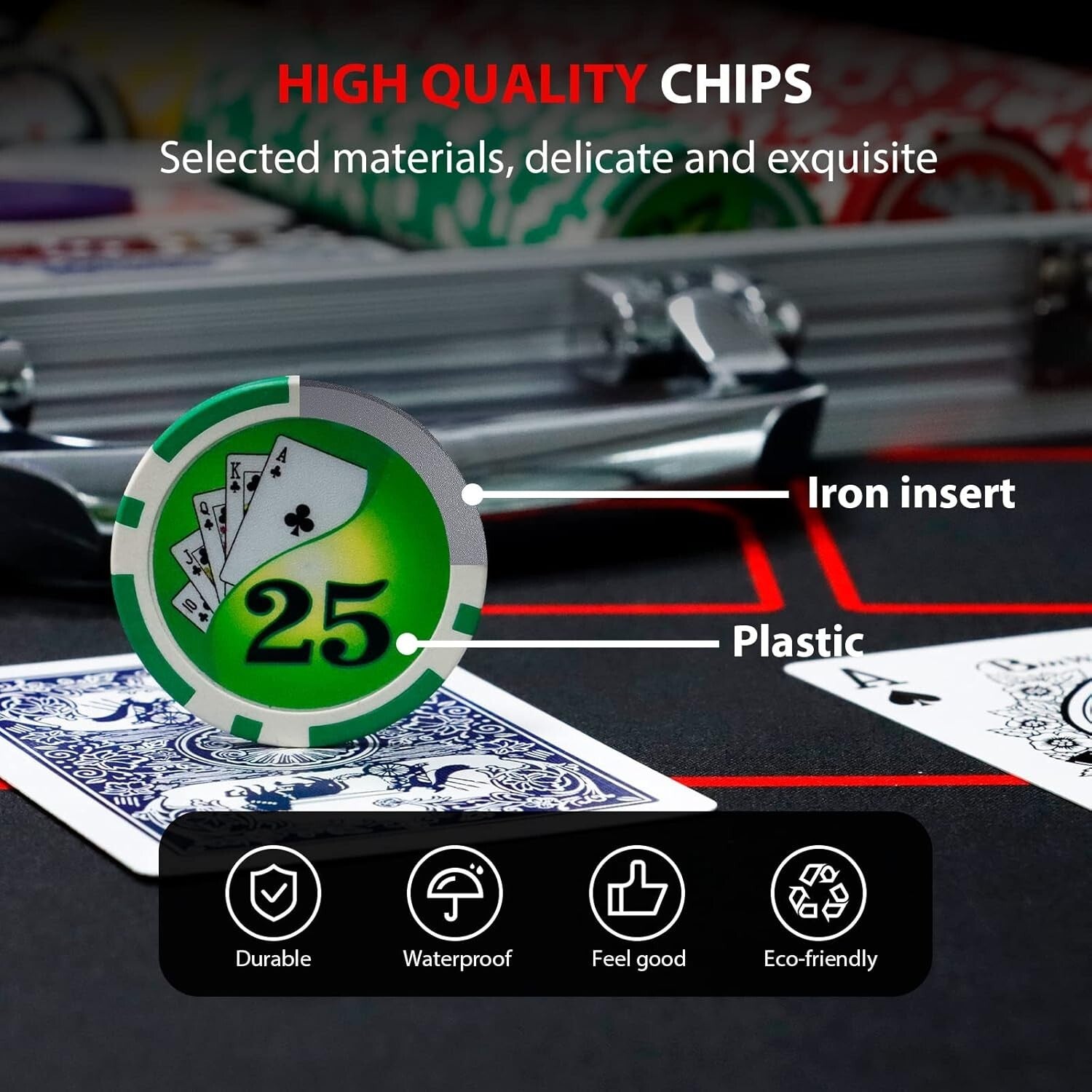 Complete 500 Chip Poker Set with Buttons, Dice & Travel Case - Party Essentials