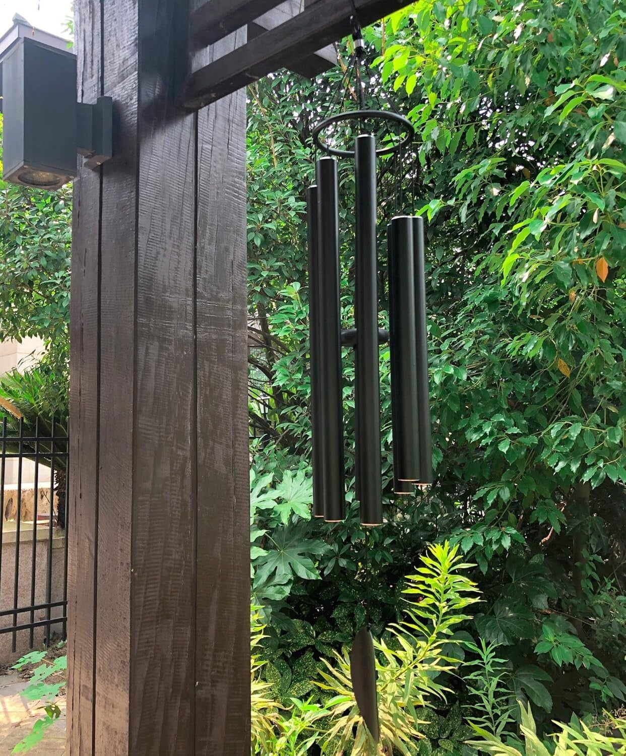 Elegant Black Wind Chimes 38” - Waterproof, Adjustable for Gardens & Memorials