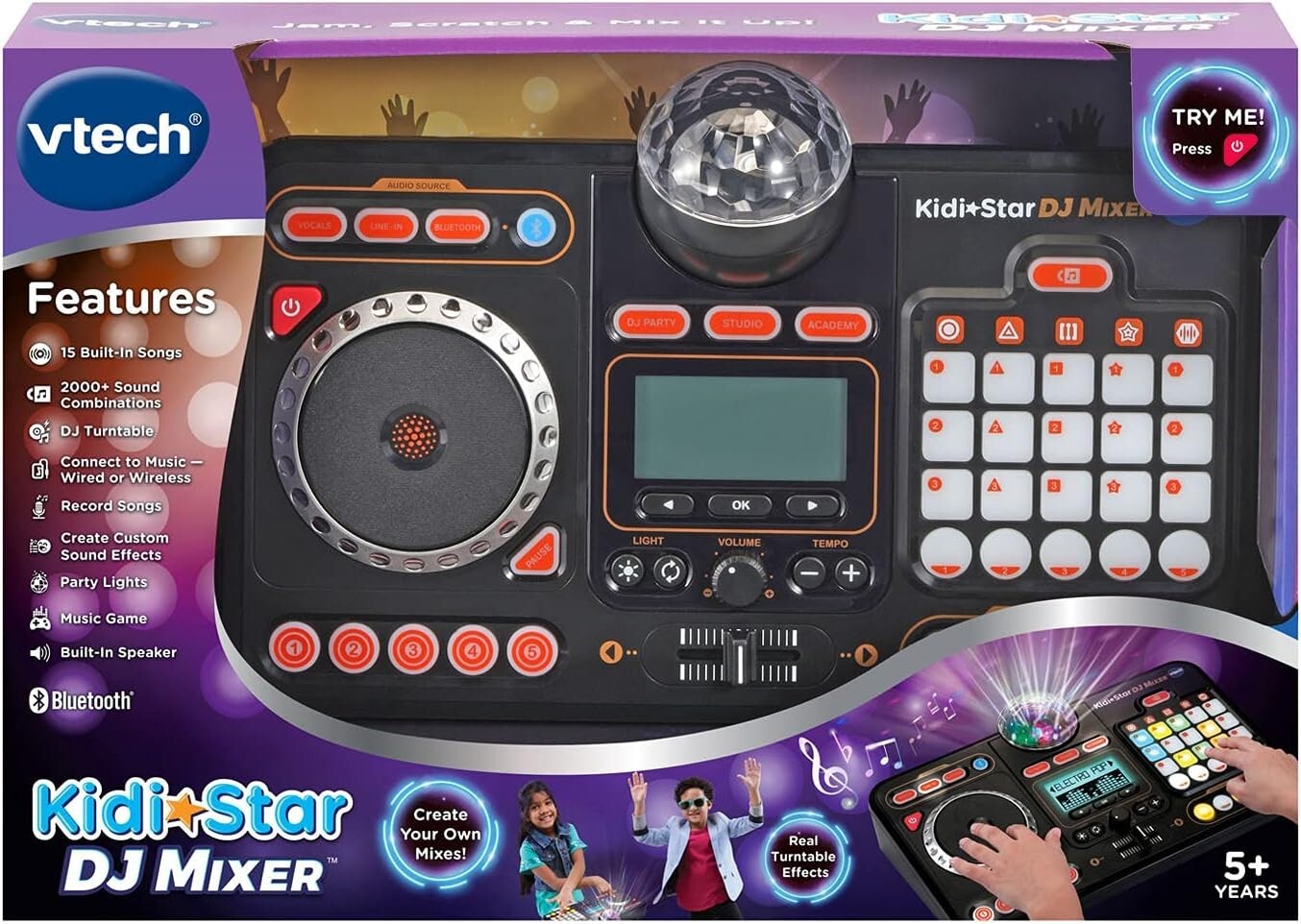 Portable Kidi Star DJ Mixer with Custom Sound Effects & Built-in Speaker