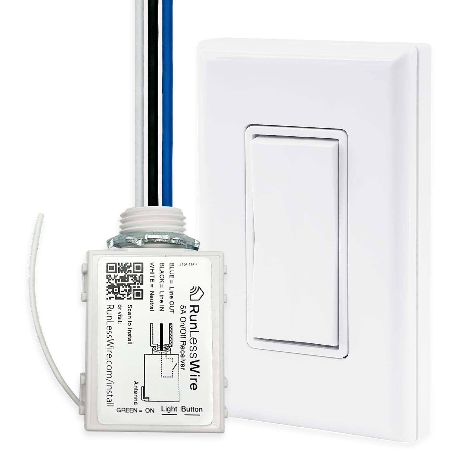 Self-Powered Kinetic Remote Light Switch with Easy Surface Mount Installation