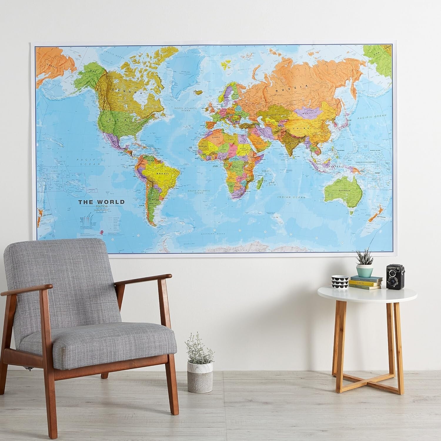 Mega Political World Map - 2024 Update - 46 x 80 Fully Laminated and Writable